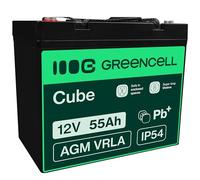 GreenCell® Rechargeable Batterie AGM 12V 55Ah accumulateur au Gel Plomb Cycles sans Entretien VRLA Battery étanche | Photovoltaïque | Caravane Energie Solaire Batterie Voiture | Fauteuil Roulant