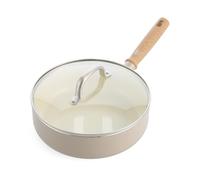 GreenChef Nordics Sauteuse Céramique Antiadhésive avec Couvercle Verre, 28 cm/3,1 L, Compatible Induction, Poignée Cool-Touch, Sans PFAS, Passe au Four 160 °C, Lave-Vaisselle, Crème