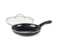 GREENCHEF Poêle à Frire Revêtement Antiadhésif Sain en Céramique, pour Induction/Four/Lave-Vaiselle, 28cm, Noir + GreenPan CW000084-004 Couvercle, Verre, Clear, 28cm