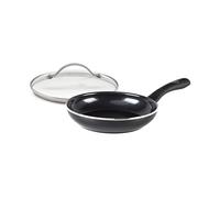 GREENCHEF Poêle à Frire Revêtement Antiadhésif Sain en Céramique, pour Induction/Four/Lave-Vaiselle, 20cm, Noir + Greenpan 20 cm Tempered Glass with Stainless Steel Rim Univesal Glass Lid