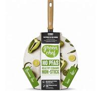 GreenChef Stone sauteuse avec couvercle en verre 24 cm, 3, 1 L, revêtement antiadhésif céramique sans PFAS, compatible induction, compatible lave-vaisselle, tous feux, poignée in Holzoptik