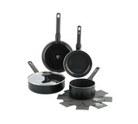GreenChef Tones Batterie de cuisine 7 pièces en céramique avec revêtement antiadhésif, poêles, casseroles, sauteuse, protection de poêle, induction, sans PFAS, passe au lave-vaisselle, au four, noir