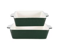 Greengate Plat à four ALICE Vert Rectangulaire 2pcs Céramique PINEWOOD GREEN Plat à four