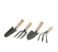 GREENGERS 90051 Kit Outils de Jardinage 4 Pièces - Ensemble Balcon et Petites Surfaces - Pelle à Terreau Transplantoir Râteau à Fleurs Fourche - Jardinage Maison