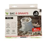Greengers - Sacs à déchets de jardin, Jardin, Lot de 5 sacs à gravats ultra résistant 70L, Lot de 5 sacs à déchets ultra résistant 70L - 5 Sacs - Réutilisable, résistant aux déchirures - ø60 x H90cm