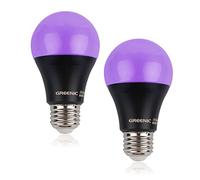 GREENIC Ampoule UV LED noire E27 8W, lampe UV ampoule noire, lampe ultraviolette LED pour Halloween, fêtes d'anniversaire pour enfants, peinture corporelle, 2 pièces