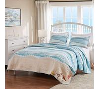 Greenland Home Parure de lit, Coton, Bleu, 3 pièces pour lit Double/Grand lit