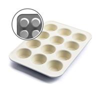 GreenLife Moule à muffins 12 tasses, ustensiles de cuisson antiadhésifs en céramique saine, feuille de cupcake sans PFOA et PFAS, plaque de cuisson durable, essentiels de cuisine polyvalents, moule à