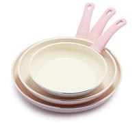 GreenLife Soft Grip Healthy Ceramic Lot de poêles à frire antiadhésives en céramique 20,3 cm, 25,4 cm et 30,5 cm, sans PFAS, passe au lave-vaisselle, rose doux