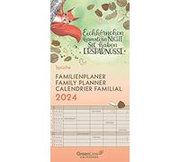 GreenLine Calendrier familial 2024 - Calendrier mural - Calendrier familial - 22 x 45 cm - Petit format