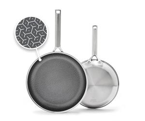 GreenPan APEX Ensemble de poêles à frire antiadhésives en acier inoxydable de 24,1 cm et 27,9 cm, poêles en céramique sans PFAS, compatibles avec toutes les plaques de cuisson, température du four