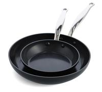 GreenPan Barcelona Hard Anodized Ensemble de 2 Poêles à frire Antiadhésives en Céramique Saine Anodisée, 20 cm & 28 cm, Sans PFAS, Poignée en Acier Inox,Anti-rayures,Induction,Four,Lave-vaisselle,Noir
