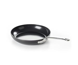 GreenPan Barcelona Hard Anodized Poêle à frire Antiadhésive en Céramique Saine Anodisée Dure 24 cm, Sans PFAS, Poignée en Acier Inoxydable, Résistante aux Rayures, Induction, Four, Lave-vaisselle,Noir