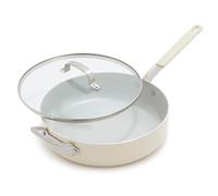 Greenpan Bobby Flay Sauteuse avec couvercle en verre, aluminium de qualité professionnelle, anti-adhésive en céramique sans PFAS et PFOA, compatible avec l'induction, poignée en silicone qui reste