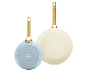 GreenPan CC008484-001, set de friture, bleu, vert, aluminium, céramique, or, acier inoxydable
