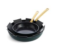 GreenPan Craft Poêle à Frire Antiadhésive 2 Pièces en Céramique Saine avec Protecteur de Poêle,20 cm & 28 cm,Sans PFAS,Ustensile en Métal,Poignée en Acier Inox,Induction,Lave-vaisselle,Four,Noir
