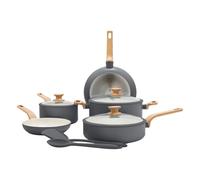 GreenPan Essence Lot de 5 casseroles et poêles en céramique avec revêtement anti-adhésif sans PFAS, passe au four jusqu'à 200 °C, compatible avec les plaques à induction Gris