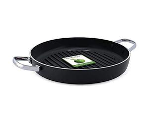 GreenPan Essentials, Poêle Gril Ronde de 28 cm avec Revêtement Antiadhésif Sain en Céramique, Sans PFAS, Compatible avec l'Induction, Résistante au Lave-vaisselle, Coloris Noir