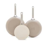 GreenPan Lot de 3 poêles de 20 cm 25 cm et 30 cm - En céramique antiadhésive anodisée dure, sans PFOA ni PFAS - Poignées en acier inoxydable - Passe au lave-vaisselle - Convient pour
