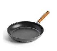 Greenpan Mayflower Pro - Poêle à frire antiadhésive en céramique anodisée dure de 28 cm, poignée en bois vintage, sans PFAS, compatible avec l'induction, gris anthracite