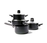 GreenPan Memphis batterie de cuisine 4 pièces, revêtement antiadhésif céramique sans PFAS, induction, lave-vaisselle, compatible four, noir