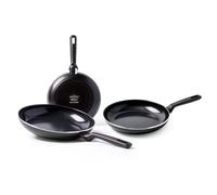 GreenPan, Memphis Set de Poêles à Frire Antiadhésives en Céramique - 20 cm + 24 cm + 28 cm, Noir