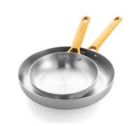 GreenPan Padova Lot de 2 plaques triples en acier inoxydable Compatible induction Poignée en acier inoxydable doré Passe au four jusqu'à 220 °C Passe au lave-vaisselle Argenté