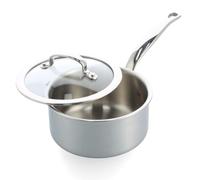 GreenPan Premier 5PLY Casserole Inox 16 cm/1,5 L avec Couvercle Verre, Sans Revêtement, Compatible Induction, Multicouche, Passe au Four 220 °C, Lave-Vaisselle, Argent