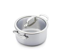 GreenPan Premier 5PLY Casserole Inox 16 cm/1,5 L avec Couvercle Verre, Sans Revêtement, Compatible Induction, Multicouche, Passe au Four 220 °C, Lave-Vaisselle, Argent
