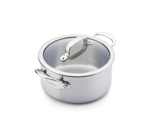 GreenPan Premier 5PLY Casserole Inox 16 cm/1,5 L avec Couvercle Verre, Sans Revêtement, Compatible Induction, Multicouche, Passe au Four 220 °C, Lave-Vaisselle, Argent