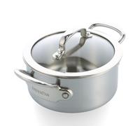 GreenPan Premier 5PLY Casserole Inox 18 cm/2,13 L avec Couvercle Verre, Sans Revêtement, Compatible Induction, Multicouche, Passe au Four 220 °C, Lave-Vaisselle, Argent