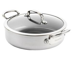 GreenPan Premiere, poêle ronde, poêle de cuisine, argent, acier inoxydable, 220 °C, acier inoxydable