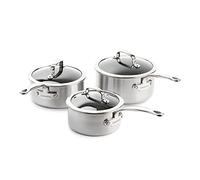 GreenPan – Lot 3 casseroles Première – inox 3‑plis cœur alu, céramique sans PFAS – 16/18/20cm – Argent