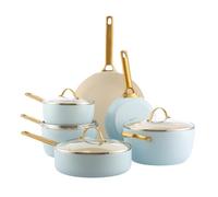 GreenPan Reserve Batterie de cuisine 10 pièces, céramique, Bleu clair | Antiadhésif, aluminium anodisé dur, induction, nettoyage facile, lave-vaisselle