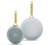 GreenPan Reserve Healthy Ensemble de poêles à frire antiadhésives en céramique anodisée dure 20 et 26 cm de diamètre, poignée dorée, sans PFAS, passe à l'induction, passe au lave-vaisselle