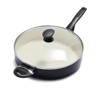 GreenPan Rio Antiadhésive en Céramique Saine 30 cm/48 Litre Sauteuse avec Couvercle, Sans PFAS, Poignée Rester Froid, Va au four jusqu'à 160°C, Noir & Crème