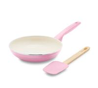 GreenPan Rio Healthy Lot de 20 poêles à frire antiadhésives en céramique et spatule en silicone avec poignée douce sans PFAS, passe au lave-vaisselle, passe au lave-vaisselle