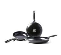 GreenPan Set de Poêles - 100 pourcent Sans PFOA/PFA - Revêtement Antiadhésif Sain en Céramique - Pour Induction/Four/Lave-Vaiselle - 3 Pièces , Noir, Set de Poêles à Frire de 20/24/28 cm
