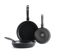 GreenPan Torino Set de Poêles à Frire Antiadhésive 3 pièces en Céramique Saine, 20 cm, 24 cm & 28 cm, Sans PFAS, Induction, Va au four jusqu'à 160°C, Lavable au lave-vaisselle, Noir