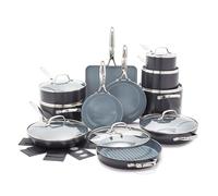 GreenPan Valencia Pro Batterie de cuisine antiadhésive en céramique anodisée dure 22 pièces pour gril à frire, plaque de cuisson, sauteuse et casseroles, couvercles, sans PFAS, induction, passe au