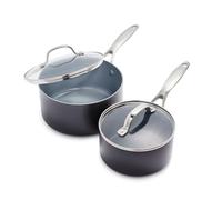 GreenPan Valencia Pro Casseroles 16 cm et 20 cm en céramique anodisée dure antiadhésive, 2 pièces, sans PFAS, induction, lave-vaisselle, four, gris