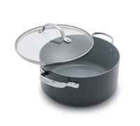 GreenPan Valencia Pro Céramique saine anodisée dure antiadhésive, marmite de 24 cm / 5,1 litres avec couvercle, sans PFAS, induction, lave-vaisselle, four, gris