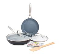 GreenPan Valencia Pro Set Poêles avec Couvercles, Anodisées Dures, Compatible Induction, Céramique Antiadhésive Saine, 20,3 cm et 25,4 cm, Gris