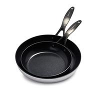 GreenPan Venice Pro Noir Poêles à Frire Antiadhésives en Céramique Saine de 20 cm et 26 cm, Manche Noir Mat, Sans PFAS, Induction, Lave-Vaisselle, Four, Argent