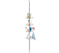 Greensen Etagère de Douche Télescopique en Acier Inoxydable, Étagère de Salle de Bain d'angle avec 4 étagères Etagere d'angle Réglable en Hauteur de 190-310 cm, pour Shampoing, Après-Shampoing