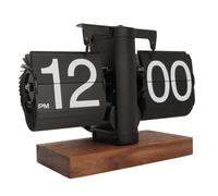 Greensen Horloge de Bureau à Rabat 12 Heures Horloge de Table Mécanique Automatique à Pied Minimaliste Rétro Horloge Numérique Rabattable pour Salon, Café, Bureau (Black)