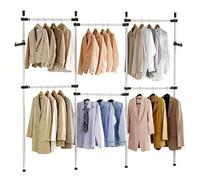 Greensen Penderie Télescopique Garde-robe avec 6 Barres et 4 Poteaux Télescope Porte-Vêtements Hauteur et Largeur Réglable Système Portant de Vêtement