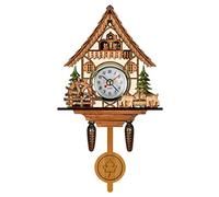 Greensen Petite Horloge Murale Coucou Antique avec Pendule à Cloche à Bascule, Style Européen Traditionnel, Batterie Non Incluse, Décoration D'horloge Murale pour la Décoration Intérieure