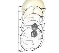 Greensen Porte Couvercle de Pot Egouttoir en Métal pour Casseroles, Support de Couvercle pour Casseroles avec 5 Compartiments, Support Mural de Cuisine Support de Poêle pour Les Ustensiles Poêles