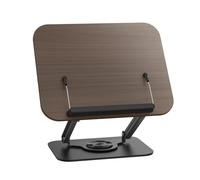 Greensen Support de Livre Support de Livre de Lecture Réglable avec Base Rotative à 360°, Planche en Bois et de Lecture Pliable en Acier au Carbone avec Clips élastiques pour Bureau, Cuisine, Lit